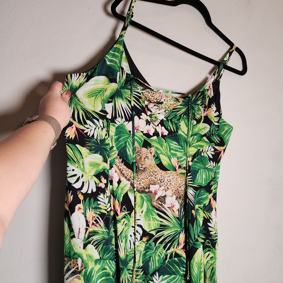 WHBM Jungle Leopard Green Tropical Sleeveless Maxi Dress Size 16 - Picture 5 of 16